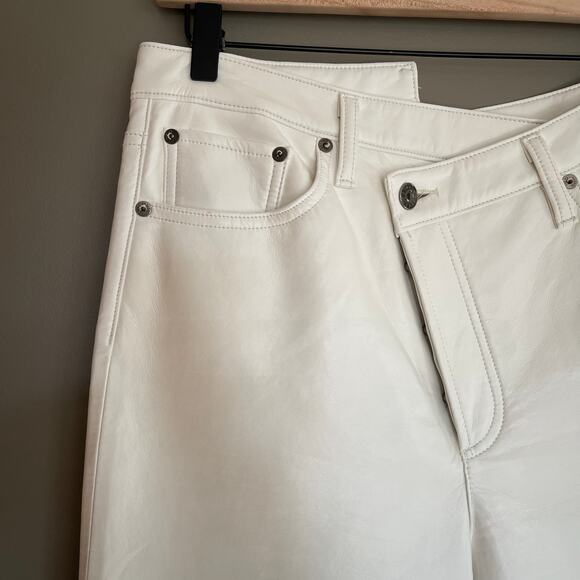 AGOLDE Recycled Leather Criss Cross Straight Pants Lace White Size 27 Crossover - Picture 9 of 16
